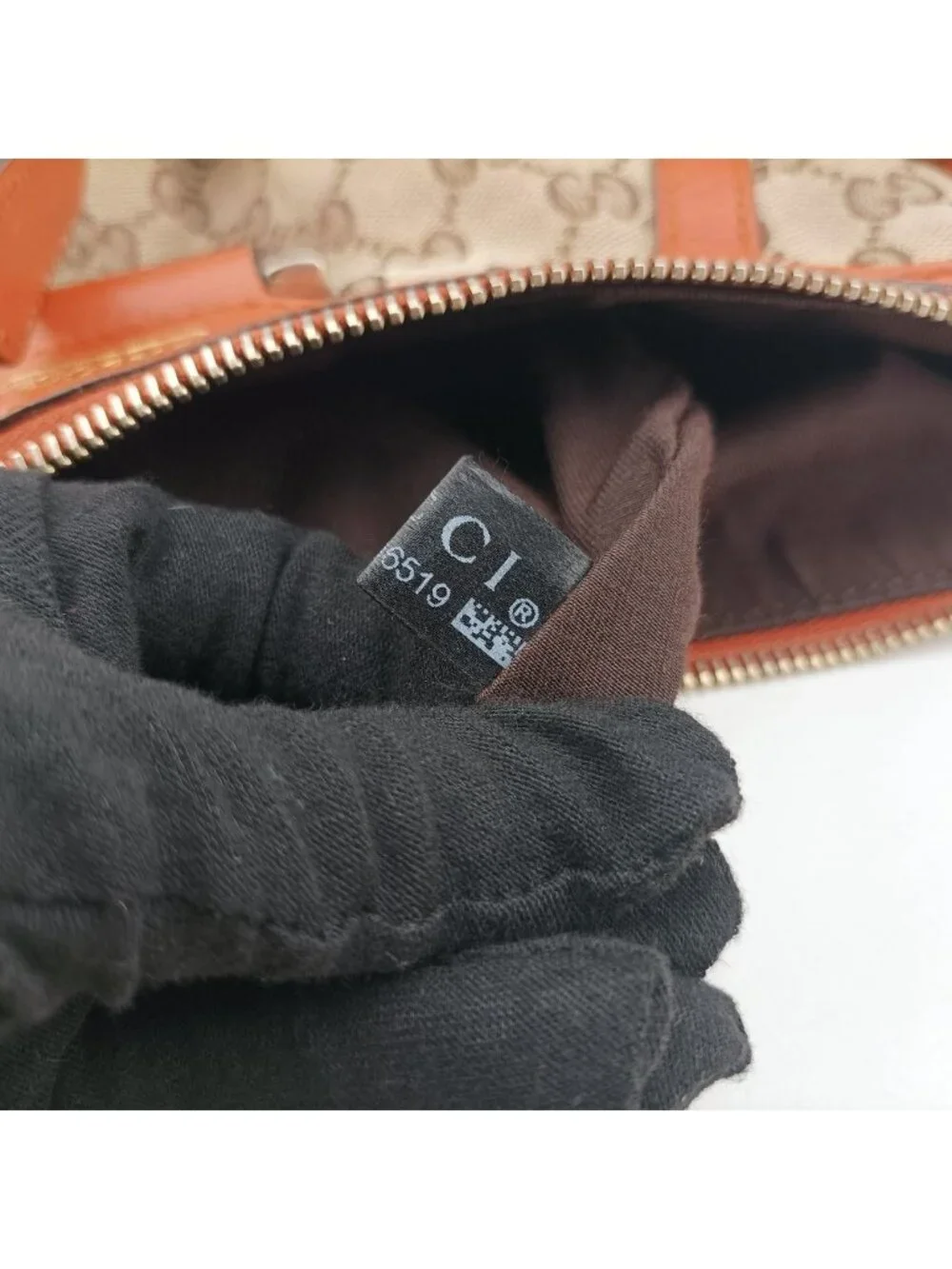 Gucci Abbey Line Orange Brown Canvas Leather Shoulder Bag